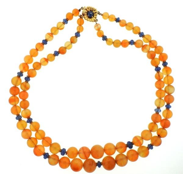 18k Gold Carnelian Sapphire Bead Necklace (1 of 5)