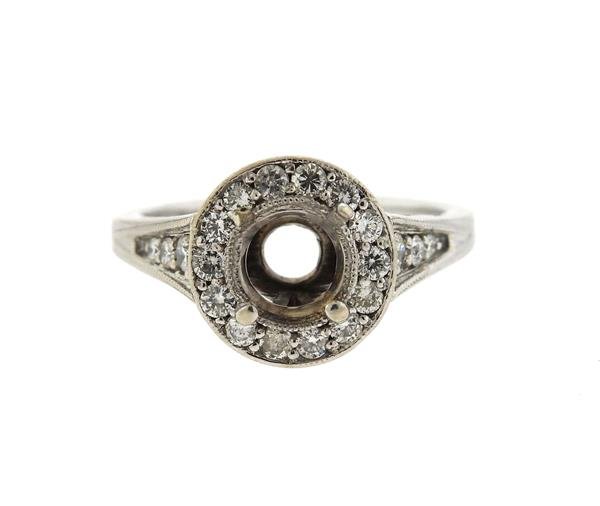 Mid Century 14k Gold Diamond Engagement Ring Setting (1 of 5)