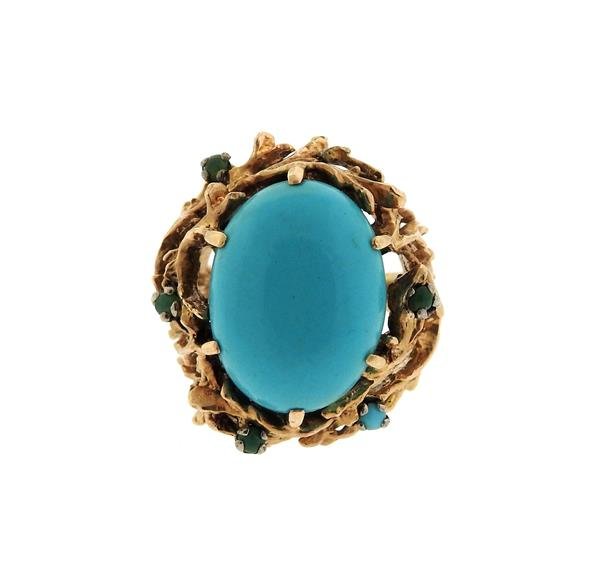 1960s Naturalistic 14k Gold Turquoise Dome Ring (1 of 5)