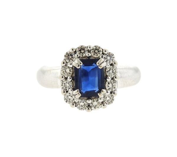 18k Gold Diamond Blue Stone Ring (1 of 3)