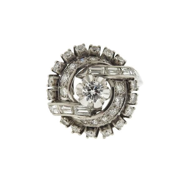 1950s 18K Gold Platinum Diamond Cocktail Ring (1 of 4)