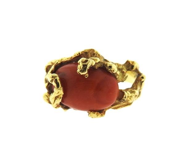 1970s 18K Gold Coral Free Form Ring (1 of 3)