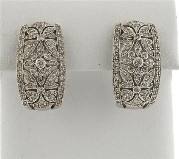 14k Gold Diamond Half Hoop Earrings (1 of 5)