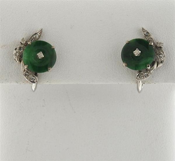 14k Gold Jade Diamond Earrings (1 of 3)