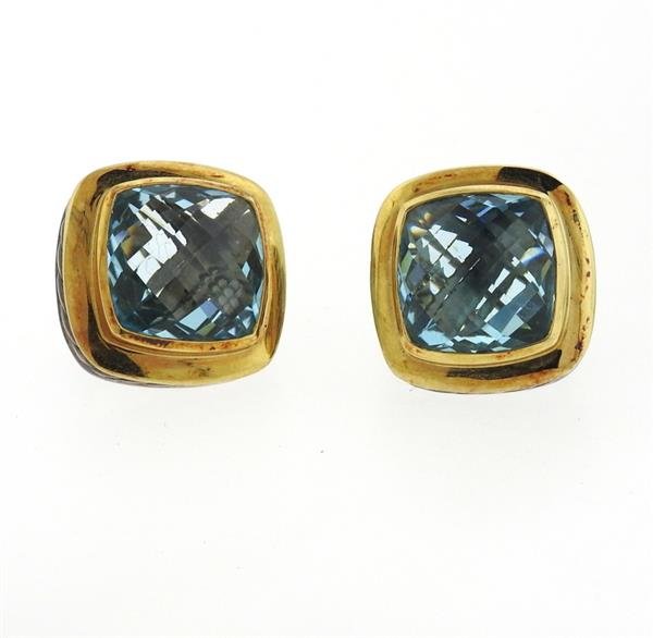 David Yurman Albion Sterling 18k Gold Topaz Earrings (1 of 4)