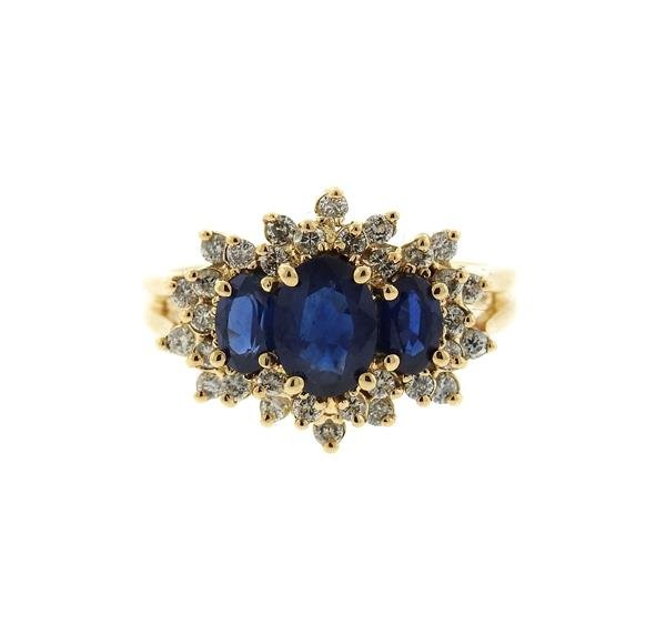 14K Gold Diamond Sapphire Cluster Ring (1 of 3)