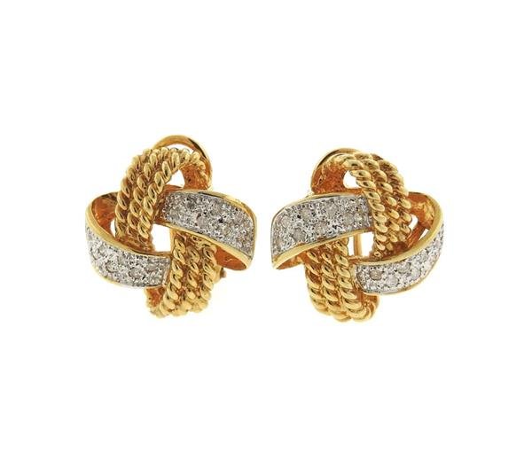 14K Gold Diamond Knot Earrings (1 of 4)