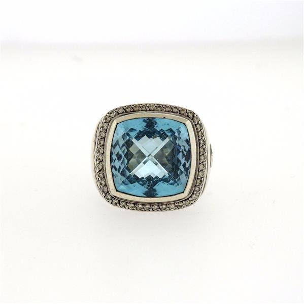 David Yurman Albion Sterling Silver Blue Topaz Diamond (1 of 6)