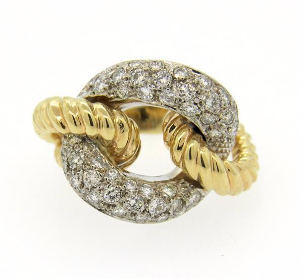 14K Two Tone Gold Diamond Knot Ring (1 of 5)