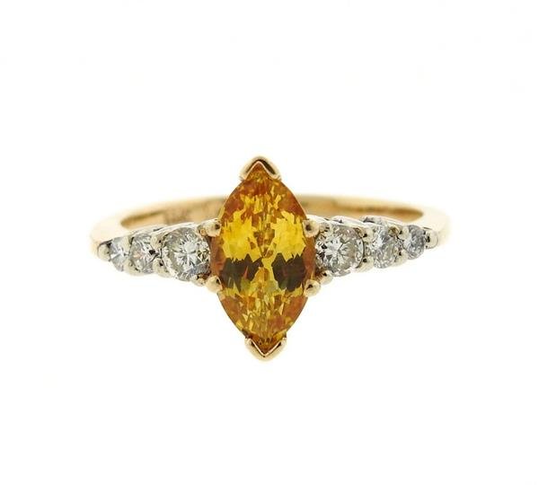 14K Gold Diamond Yellow Sapphire Ring (1 of 3)