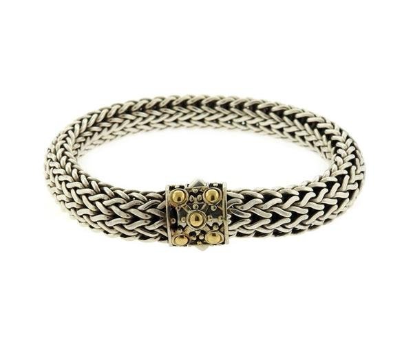 John Hardy Dot 18K Gold Sterling  Silver Braid Bracelet (1 of 3)
