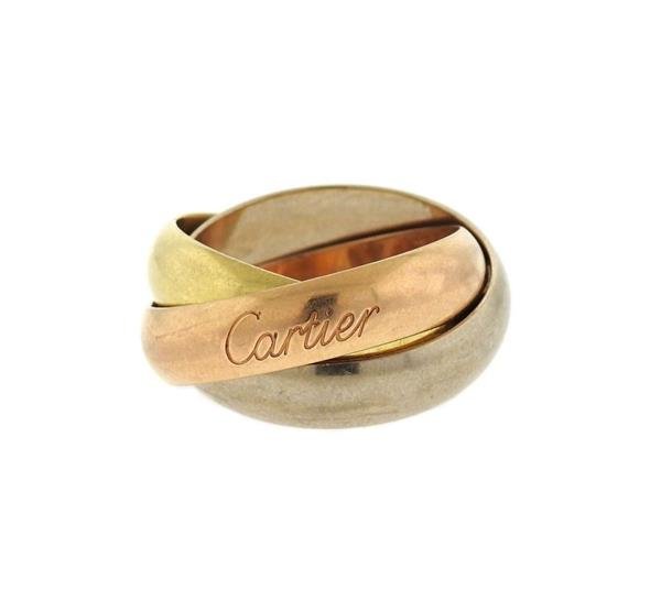 Wide Cartier Trinity 18K Tri Color Gold Ring (1 of 2)