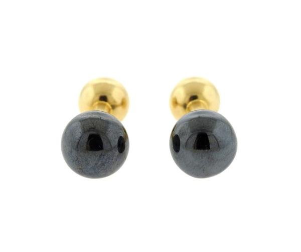 Tiffany & Co 14K Gold Hematite Cufflinks (1 of 5)