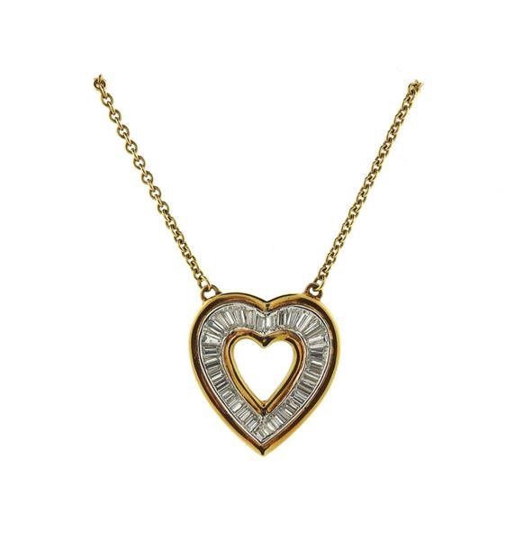 18K Gold Diamond Heart Pendant Necklace (1 of 4)