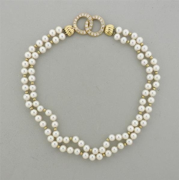 14k Gold Diamond Pearl Necklace (1 of 3)