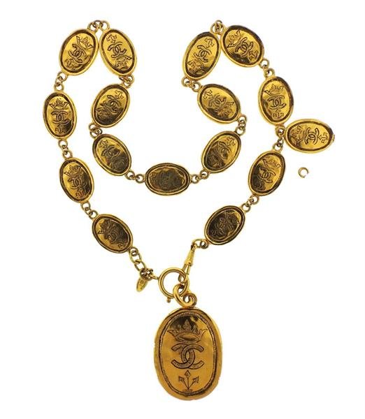 Chanel Gold Tone Metal Long Link Necklace (1 of 8)