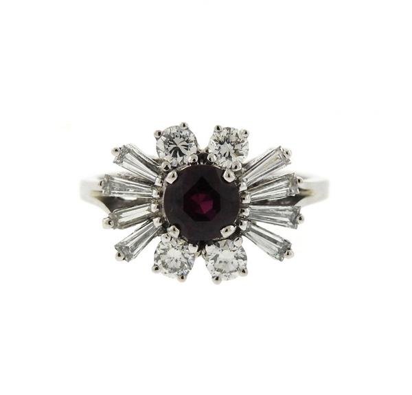 18K Gold Diamond Ruby Cluster Ring (1 of 3)