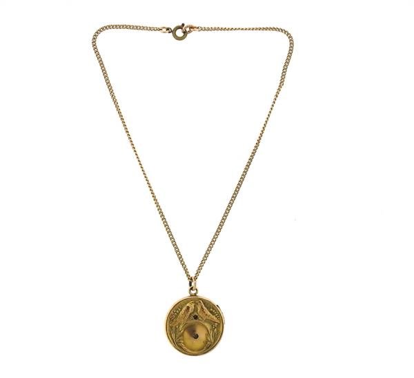 Antique Gold Locket Pendant Necklace (1 of 6)