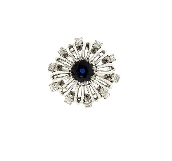 Platinum Diamond 1.24ct Sapphire Dome Ring (1 of 4)