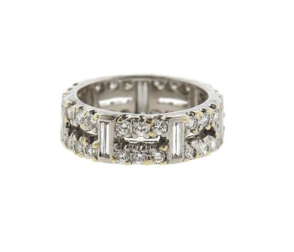 18k Gold Diamond Two Row Wedding Band Ring (1 of 3)