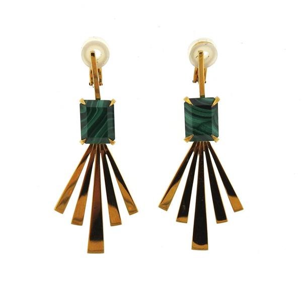 Jack Vartanian 18K Gold Malachite Earrings (1 of 5)