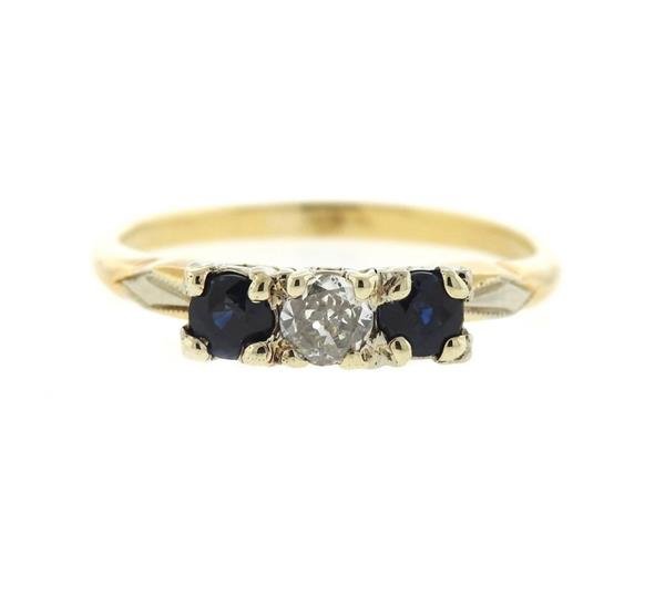 14K Gold Sapphire Diamond Ring (1 of 3)