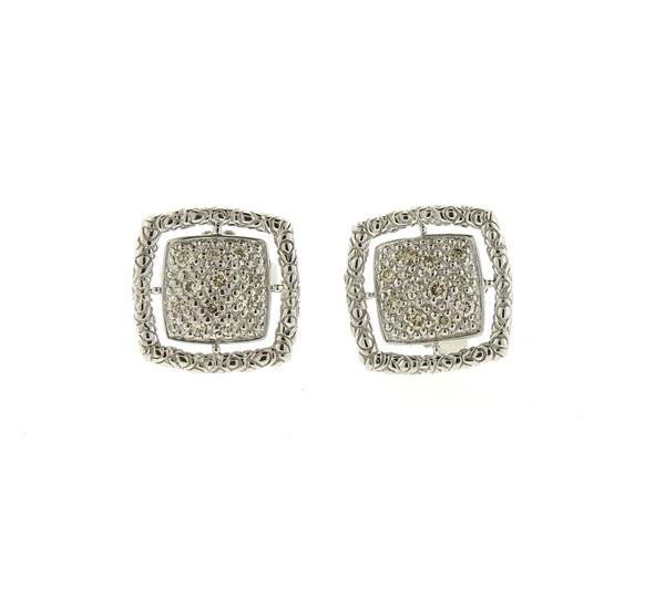John Hardy Sterling Silver Diamond Stud Earrings (1 of 2)