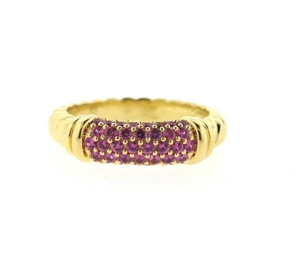 David Yurman 18k Gold Pink Sapphire Metro Ring (1 of 2)