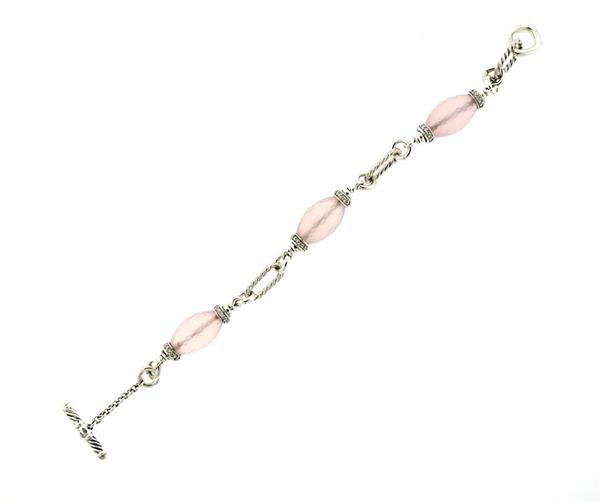 David Yurman Bijoux Sterling Rose Quartz Diamond Toggle (1 of 4)
