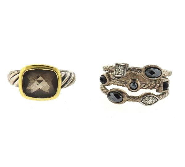 David Yurman 18K Gold Sterling Diamond Multi Stone Ring (1 of 2)