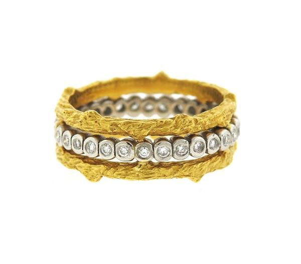 Cathy Waterman 22K Gold Platinum Diamond Band Ring (1 of 4)