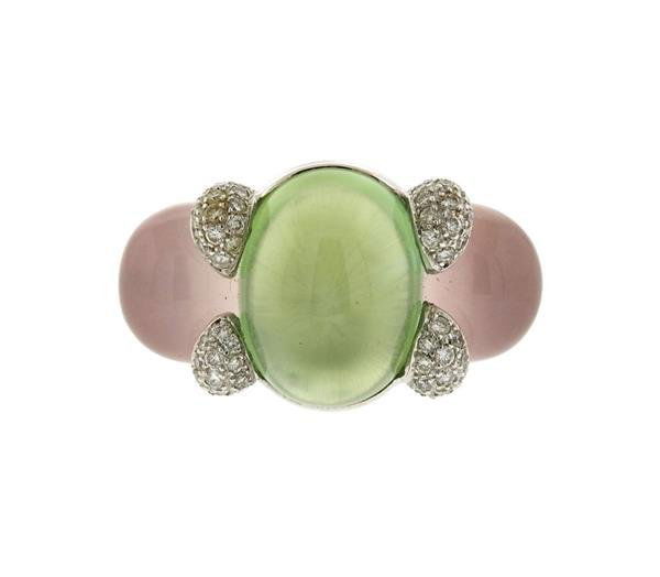 18k Gold Diamond Rose Green Quartz Ring (1 of 3)