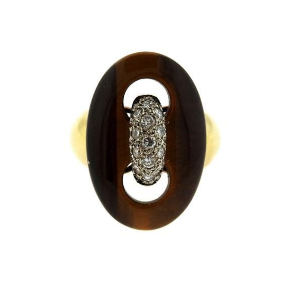 Cellino 18K Gold Platinum Diamond Tiger Eye Ring (1 of 4)