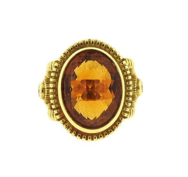 Judith Ripka 18K Gold Diamond Cognac Quartz Cocktail (1 of 3)