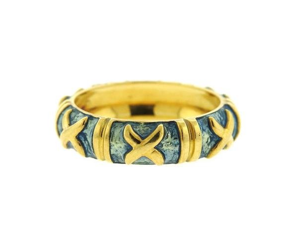 Hidalgo 18K Gold Enamel Band Ring (1 of 3)