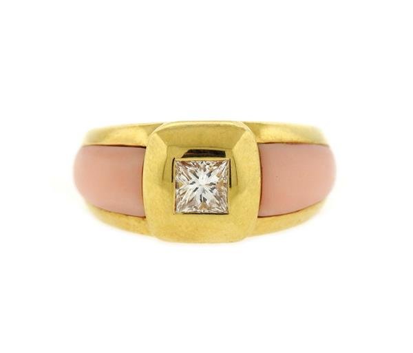 Van Cleef & Arpels VCA 18K Gold Diamond Coral Ring (1 of 3)