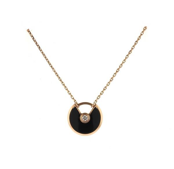 Cartier Amulette 18k Rose Gold Onyx Diamond Pendant (1 of 5)