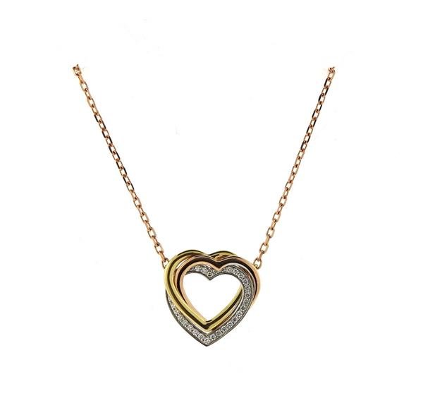 Cartier Trinity 18K Gold Diamond Heart Pendant Necklace (1 of 2)