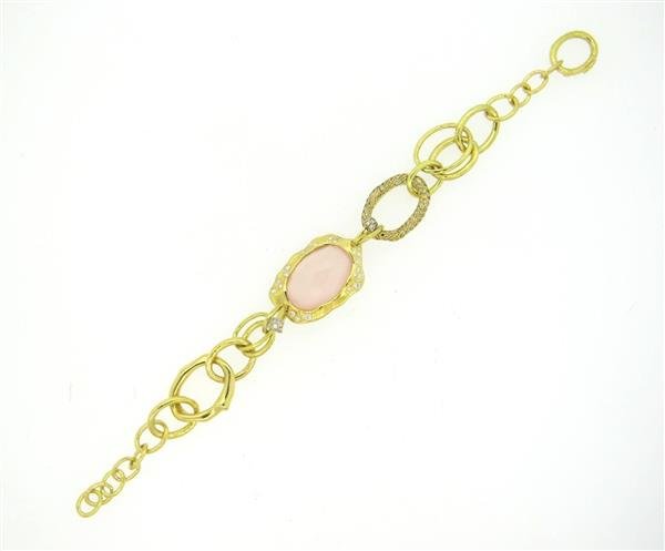 Valente 18k Gold Diamond Rose Quartz Link Bracelet (1 of 4)