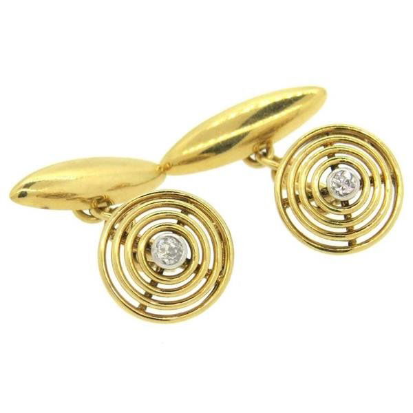 Art Deco Diamond 18k Gold Cufflinks (1 of 4)