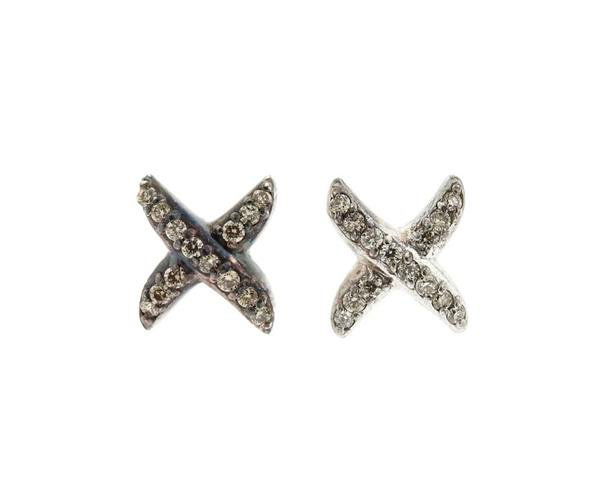 David Yurman Sterling Diamond X Stud Earrings (1 of 1)