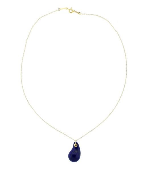 Tiffany& Co Peretti 18K Gold Lapis Pendant Necklace (1 of 4)