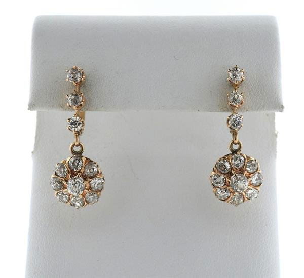18K Gold Diamond Dangle Earrings (1 of 3)