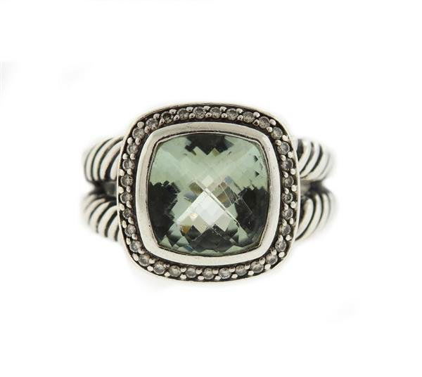 David Yurman Albion Sterling Prasiolite  Diamonds Ring (1 of 3)