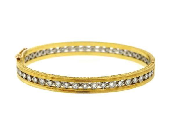 Cathy Waterman 22k Gold Platinum Diamond Bangle (1 of 4)