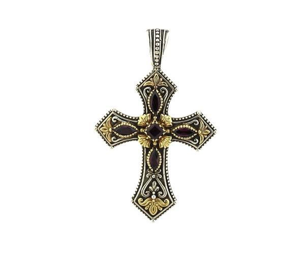 Konstantino 18k Gold Sterling Rhodolite Cross Pendant (1 of 4)