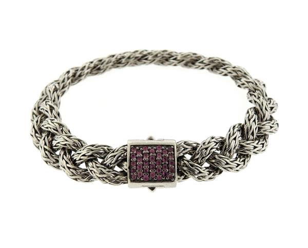 John Hardy Sterling Pink Sapphire Classic Braided (1 of 4)