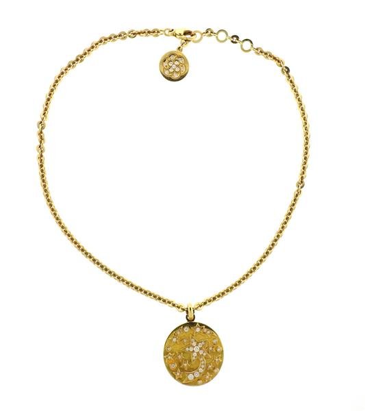 Chanel 18k Gold Diamond Comete Camellia Pendant (1 of 6)