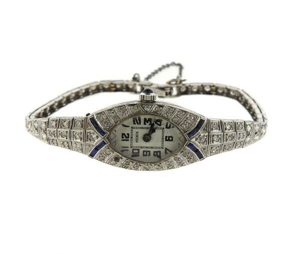 Mignon Art Deco Platinum Diamond Sapphire Watch (1 of 4)