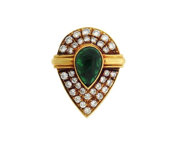 18K Gold Diamond Green Stone Enhancer Pendant: METAL: 18K gold. GEMSTONES: diamonds-approx. 0.66ctw, green stone(chipped and abraded). MEASUREMENTS: pendant is 23mm x 19mm at widest point. MARKED: 750 Belgium Made. WEIGHT: 7.0 grams. Gemstones hav